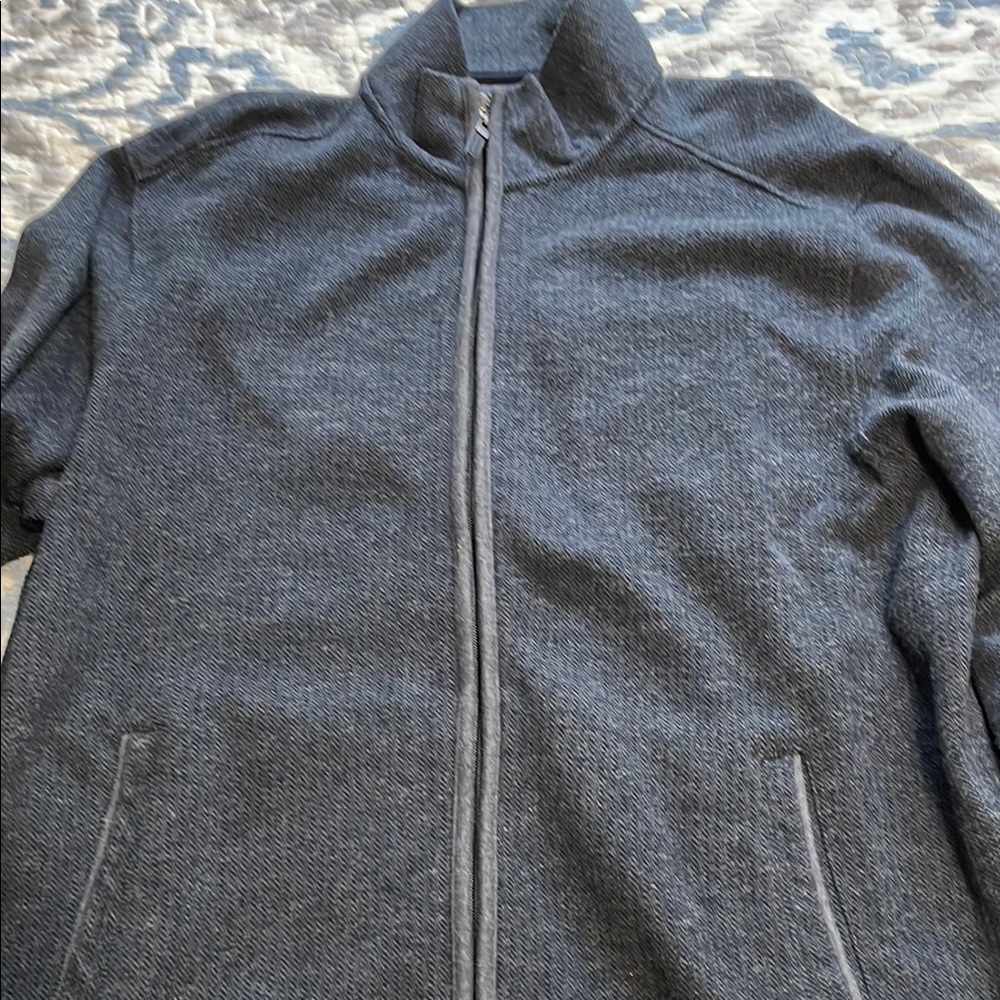 Tasso Elba Gray Zip Up Sweater with Standing Collar